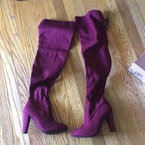 Brand new wine colored high heeled boots from Charlotte Russe